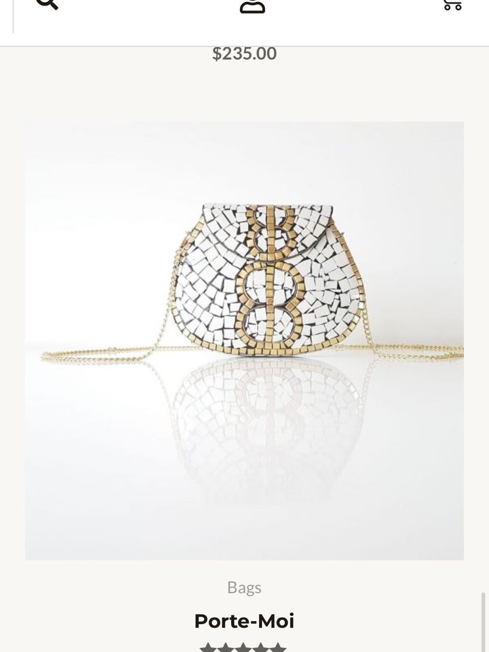 White & Gold Mosaic Chain Crossbody